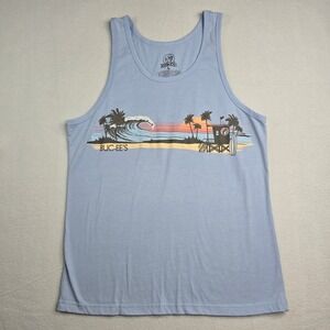 Buc-ee's unisex adult Large Blue Beach Wave Graphic Tank Top summer relaxed men